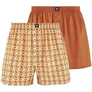 bruno banani Set van 2 gesloten boxershorts voor heren, Pompoen/Vanille/Pompoen Print