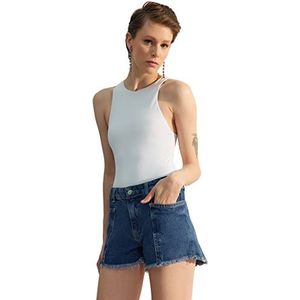 Trendyol Short taille haute jambe large pour femmes, bleu, taille 36, bleu, 36