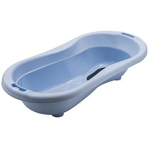 Rotho Babydesign TOP Xtra Grote badkuip, met 2 antislipmatten en een stop, perfect voor 2 kinderen, 0-36 maanden, hemelsblauw (lichtblauw), 20500 0289