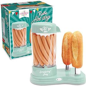 Scrap Cooking 0601 Hot Dogs Machine - Apparaat voor het maken van echte Amerikaanse hotdogs - Capaciteit 12 worstjes & 2 brood, retro vintage stijl voor avonden, barbecues, feesten, kermissen - Groen