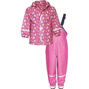 Playshoes Regenpak voor meisjes met sterren, reflectoren, afneembare capuchon, Roze (18)