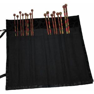 KnitPro Breiinaald-etui van jacquard-stof, 30 cm, zwart