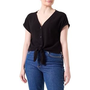 ONLY Onlsiesta S/S Knot Linen Bl Shirt Pnt Dames T-shirt (1 stuk), zwart.