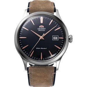 Orient Classic Bambino V4 tweede generatie - automatisch mechanisch horloge met handopwinding van klassiek leer, elegant, slank RA-AC0P, marineblauw, klassiek, Navy Blauw, Klassiek