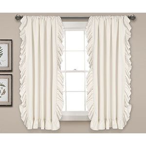 Lush Decor Reyna Set van 2 venstergordijnen, wit, voor woonkamer, eetkamer, slaapkamer, 160 x 137 cm