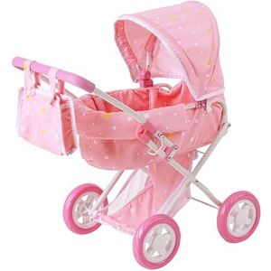 Teamson Kids Luxe Poppenwagen Voor Babypoppen - Accessoires Voor Poppen - Kinderspeelgoed - Roze/Wit/Sterren
