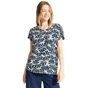 Cecil B344830 Printmix damesblouse, Donker petrol blauw