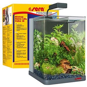 sera Biotop Nano Cube LED 16-16L Nano Zoetwater Compleet Aquarium met LED-verlichting en 3 compartimenten filter