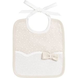 FILET - Slabbetje van 100% katoen I van Aida stof, om op te borduren I voor baby/peuters, Italiaans product - wit, beige