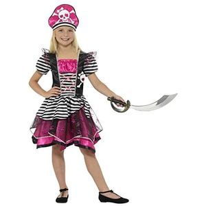 Smiffys Perfect piratenkostuum voor meisjes, zwart en roze, met jurk en hoed, 4-6 jaar, zwart/roze