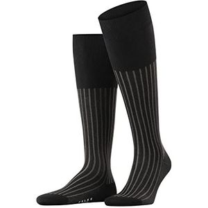 FALKE Shadow Lange sokken voor heren, katoen, grijs, zwart, meerdere kleuren, lang, ultradun, fantasy patroon, strepen, 1 paar, grijs (grijs-wit 3030)