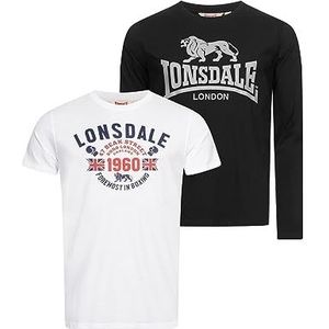 Lonsdale Fintona T-shirt voor heren, Zwart/Wit