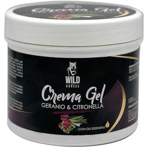 Wild Horses | Crème Gel Géranium & Citronnelle avec Huiles Essentielles, Action Barrière contre les Insectes, pour un Manto Brillant et Parfumé, 500g, Made in Italy
