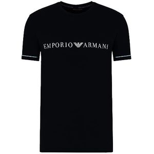 Emporio Armani Shirt À Col Rond pour Homme avec Logo Underlined, Noir, M