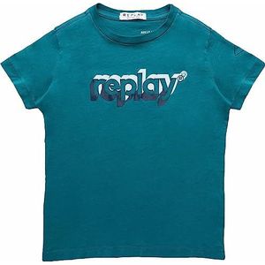 Replay T-shirt à manches courtes en coton avec logo pour garçon, Peafowl 181, 6 ans