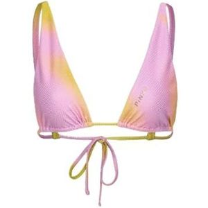 Pinko Gemini Top Bikini Tecno Piquet St. Défumé Partie Supérieure Femme, Hn1_Jaune/Rose, XS
