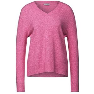 Street One - Pullover met V-hals in crush pink, crush melange, maat 38, Roze Crush Melange