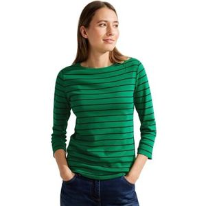 Cecil B320356 Basic T-shirt voor dames van katoen met boothals, Easy Green