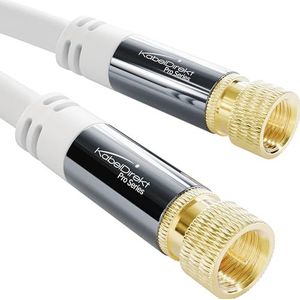KabelDirekt – Satellite kabel & coaxkabel TV/SAT/Internet – 1 m – Wit, met F-connector (onbreekbare metalen connector en meervoudige afscherming, voor radio/sattelitte/televisie)
