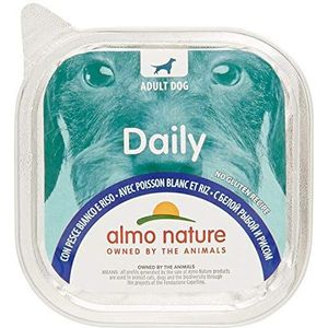 almo nature Daily met witte vis en rijst, glutenvrij recept, natvoer voor volwassen honden, 9 x 300 g