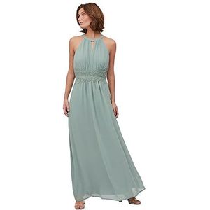 VILA Vimilina Halterneck Maxi Jurk/Su - Noos damesjurk, Middengroen/detail: elastisch