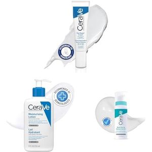 CeraVe: 1x Crème Contour des Yeux Anti-Poches & Cernes (14ml) + 1x Lotion Hydratante Visage & Corps pour Peaux Sèches à Très Sèches (236ml) + 1x Sérum Anti-Marques au Rétinol (30ml)