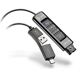 Poly DA85M USB-A/USB-C digitale adapter – werkt met headsets voor Poly Quick Disconnect (QD) contactcenters – knoppen voor afwachting en oproepopname – geoptimaliseerde teams