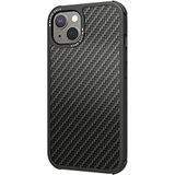 Black Rock - Robuuste beschermhoes van echt carbon, compatibel met Apple iPhone 13 I koolstofvezel beschermhoes zwart