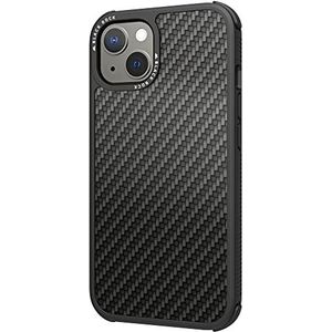 Black Rock - Robuuste beschermhoes van echt carbon, compatibel met Apple iPhone 13 I koolstofvezel beschermhoes zwart