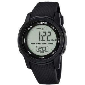 Calypso Unisex digitaal horloge met lcd-display, digitale wijzerplaat en zwarte kunststof riem K5698/6, Lcd/zwart, riem, LCD/Zwart, riem