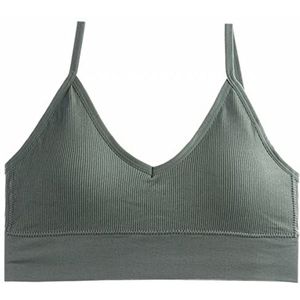 Soutien-gorge pour femme avec bord en acier Confortable doux et respirant Soutien-gorge poitrine amovible Convient pour yoga Fitness Exercice Vert, dark green8, taille unique
