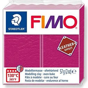 Staedtler FIMO Leather, 8010-229 ST boetseerklei rood fruit met ledereffect, voor beginners en kunstenaars, 57 gram brood