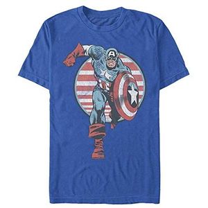 Marvel Avengers Classic Captain Charge Organic T-shirt, uniseks, korte mouwen, felblauw, S, Helder blauw
