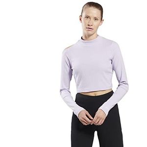 Reebok Lange mouwen, geribbeld, van yoga T-shirt, violet, S voor dames, violet, S, Paars.