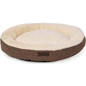 lionto Hondenbed, rond, kussen, hondenmand, kattenmand, donut, 55 cm, bruin