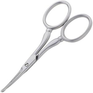 TWEEZERMAN Ciseaux à barbe (Ciseaux à barbe pour le visage avec pointe arrondie, Grands yeux de ciseaux, Acier inoxydable), argent