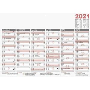 Brunnen Bureaukalender 1070140001 A 4 model 701 40 1 pagina = 6 maanden stabiele kartonnen kalender 2021