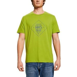ESPRIT T-shirt en coton avec logo imprimé, Vert feuille, L