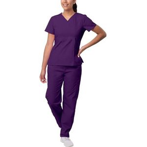 SIVVAN Scrubs voor vrouwen - Mock Wrap & Cargo Broek Scrub Set, Purple, XL