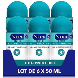 SANEX - Dermo Total Protection Anti-transpiratie Ball Deodorant - Anti-transpiratie & geur 48 uur - Voedende ingrediënten - Dermo Total Protection - 6 x 50 ml