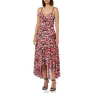 Morgan Semi-transparante Jurk met All Over Print en Ruches Roze/ Zwart