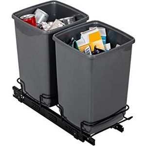 Addis 518527 Set van 20 vuilnisemmers van 100% gerecycled kunststof voor kast, 2 x 10 l, lichtgrijs