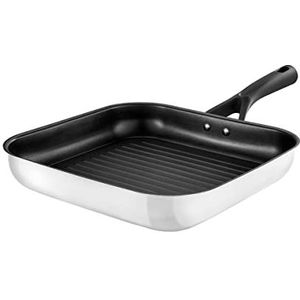 Pyrex 8019842 Expert Touch Grill van roestvrij staal, diameter 28 cm, geschikt voor alle warmtebronnen, inclusief inductie, anti-aanbaklaag, duurzaam