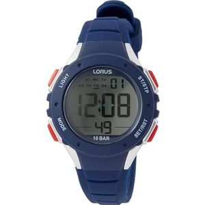 Lorus Digitaal herenhorloge met siliconen band R2363PX9, blauw, riemen, Blauw, Riemen