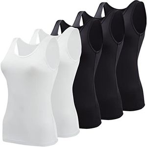 BQTQ 5 stuks mouwloze tanktops voor dames en meisjes, Zwart/Wit