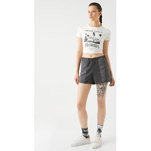 Koton Mini short pour femme avec poches et taille élastique, Gris (031), S