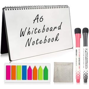 NEWYES Whiteboard-notitieboek, A6 met 2 pennen, droog uitwisbaar notitieblok met whiteboard-blad, herbruikbaar notitiepapier, draagbaar, voor vergaderproject, studentenkantoor