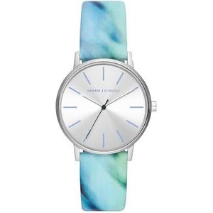 Armani Exchange AX5597 Dameshorloge met drie wijzers, roestvrij staal, blauw, riem, Blauw, riem