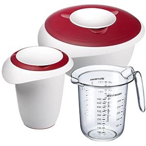 Westmark Bakset, 3-delig: 1 mengkom 2,5 l, 1 garde pot 1 l, 1 maatkan 1 l, kunststof, wit/rood/helder, 315322E7