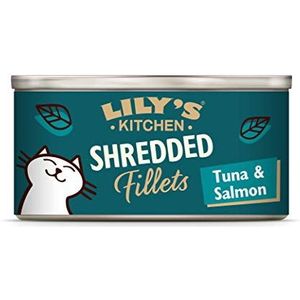 Lily's Kitchen Shredded Meisjes – van bouillon met tonijn en zalm voor katten, 24 x 70 g